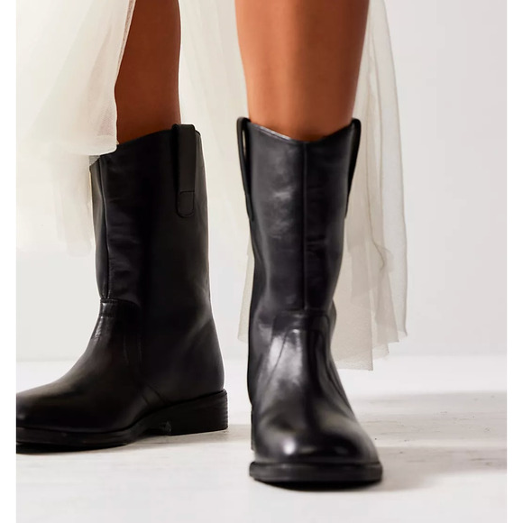 Free People Easton Equestrian Ankle Boot Black Leather Upper Size 9 US 40 EU NIB - Picture 2 of 16